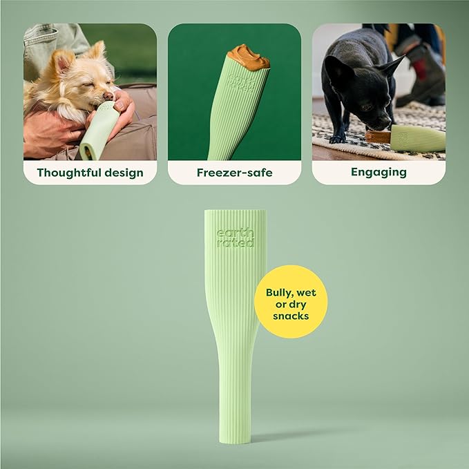 Earth Rated Dog Toy, Enrichment Toys for Adult and Puppy Dogs, Dishwasher and Freezer-Safe, Natural Rubber, Small, Green