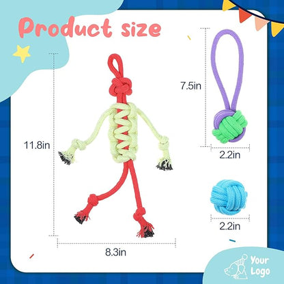 Soulchen 12 Pack Dog Rope Toys Dogs Chew Ball Toys for Large Medium Chewers Interactive Colorful Tug Rope Sets for Puppy Aggressive Chewers Puppies Boredom Teeth Cleaning Training