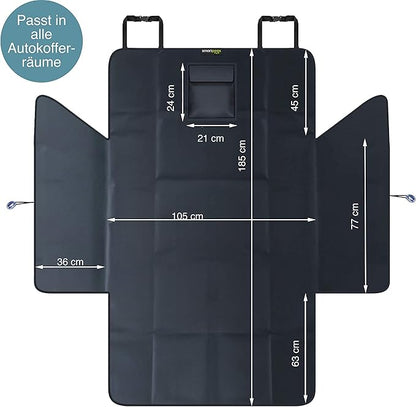 Car Seat Cover - Anti-Slip Protector with Side Protection 185x105x36 cm for Every Car - Includes Foldable Dog Bowl and Brush