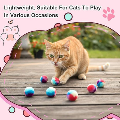 Premium Soft Pom Pom Balls for Kittens & Puppies, Lightweight Interactive Assorted Colors Cat Ball Toys, Kitten Toys for Indoor Cats Kitty, Pet Products for Cats, Dogs(1.2 Inches 30 Balls)