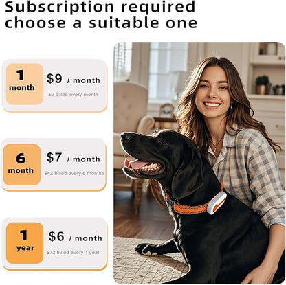 ROTX Dog GPS Tracker Real-time Tracker Alerts Virtual Fence Location Dog Cat Collar Attachment of Random Color Subscription Required for Pet Over 11.06lbs Waterproof IP67 Health & Wellness Black