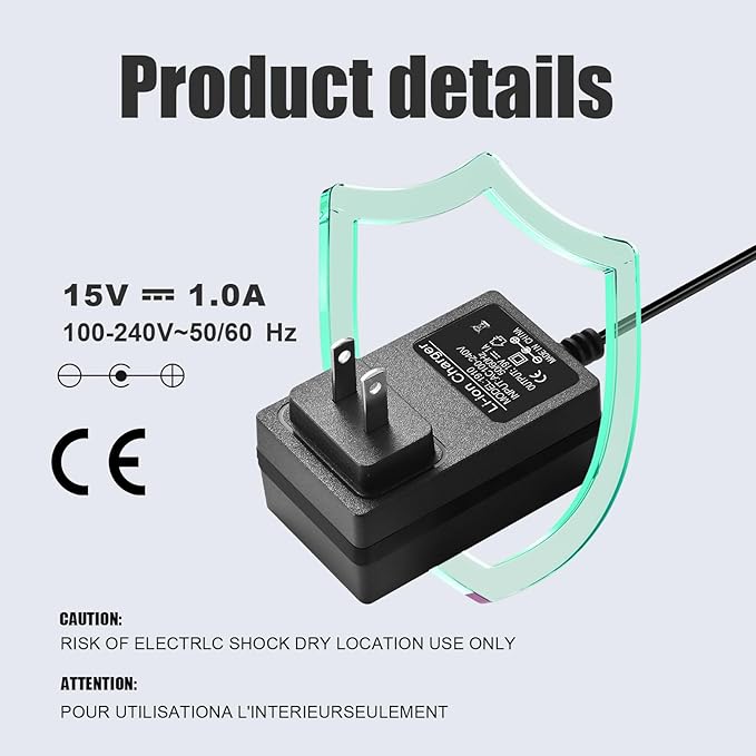 15V 1A Litter Robot 3 Power Cord Power Supply Plug 5.5mm x 2.1mm 15v Power Supply for Litter Robot 3 Cat Open air self Cleaning Box