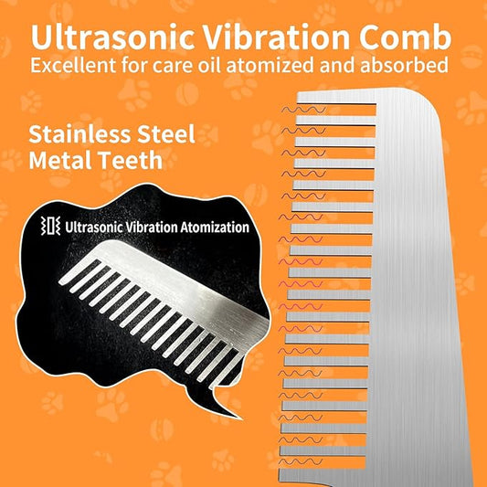 Ultrasonic Fur Care Comb for Pet, Vibration Atomization Conditioning Oil Comb for Dogs and Cats Shining Smoothing Hair
