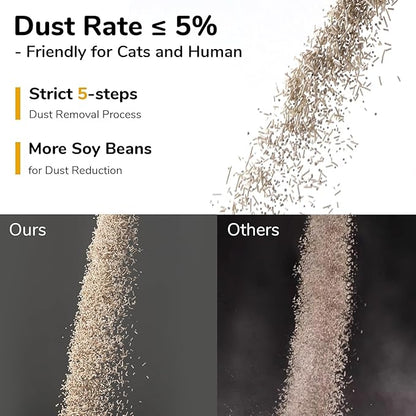 FUKUMARU Tofu Cat Litter, Strong Clumping Cat Litter Pellets, Effective Odor Control, Ultra Absorbent, Dust Free, Natural, Flushable, Lightweight, Low Tracking, White Tea, 6lb x 2 Bags