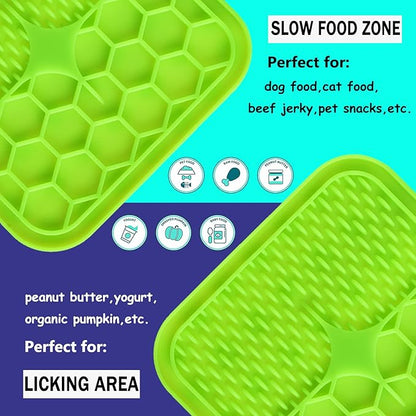 Lick Mat for Dogs, Dog Lick Mat with Suction Cups for Anxiety, Peanut Butter Dog Licking Mat Slow Feeder Dispensing Treater Lick Pad for Dogs Cats Grooming Bathing and Training (Small Green)