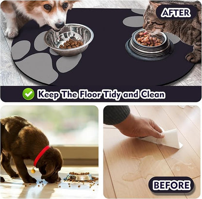 Large Pet Feeding Mat – 28''x17'' Absorbent Dog Mat for Food and Water, Easy Clean Cat Dog Water Bowl Mat, Non-Slip Pet Water Mat Protect Floor, Fit with Automatic Feeders and Double-Bowl