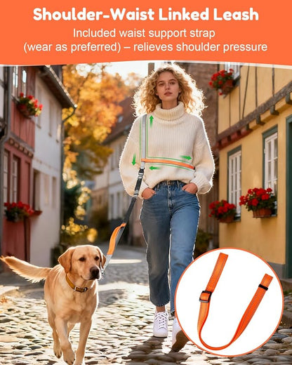 XiaZ Hands Free Dog Leash,Versatile Crossbody Dog Leash with Waist Support Strap,5.9-8 FT Waist Belt with Double Handles for Small Medium and Large Dogs Walking, Running and Jogging, Gray