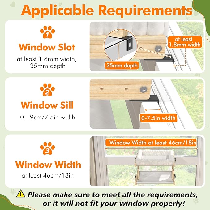 Cat Perch for Window XiaZ Cats Hammock Indoor Cat Bed for Window Adjustable Wooden Frame W/Soft Warm Plush-Lined Cushion Perfect for Bird Watching Sunbathing Space-Saving Easy Install Double Layer