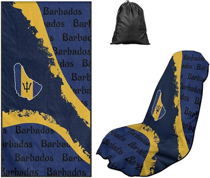 SEANATIVE Seat Cover Towel, Sweat Carseat Protector, Flag of Barbados Car Towel Cushion Cover Perfect for Car Truck SUV Seat, Great for Surfing Yoga Gym Workout