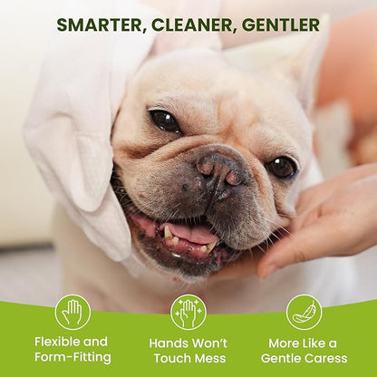 12PCS Hypoallergenic Pet Glove Wipes for Dogs & Cats - Quick Clean & Deodorizing Between Baths & Travel | Dog Washing Wipes for Fur, Butt, Paws, Eyes & Ears |Cat Cleaning Gloves for Grooming & Bathing