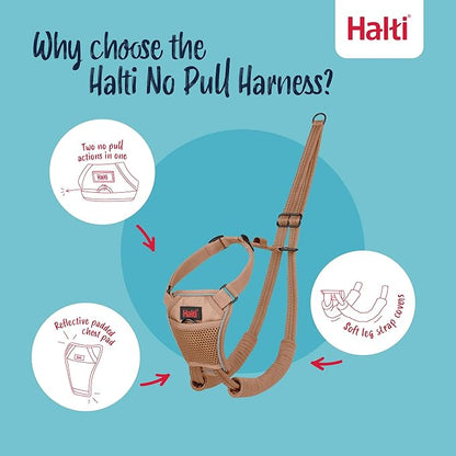 Halti No Pull Harness - Stop Your Dog Pulling on The Leash. Adjustable, Lightweight and Easy to Use. Reflective Dog Training Harness for Medium Dogs (Size M, Desert Sand)