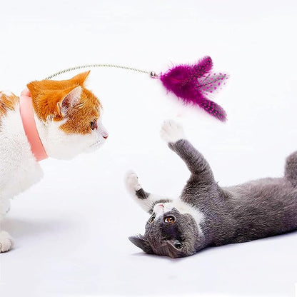 12pcs Cat Feather Toy Replacement for Wand Kitten Toys Interactive Training Bell Inside Playing Gift for Chasing Jumping Exercise Refill Feathers Toy (Pink+Rosepink)