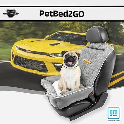 Seat Armour Chevrolet PetBed2GO Dog Car Seat Cover – 2-in-1 Pet Bed & Car Seat Protector – Full Protection Pet Car Seat, 26x20x6 in, 3.5 lbs, Gray