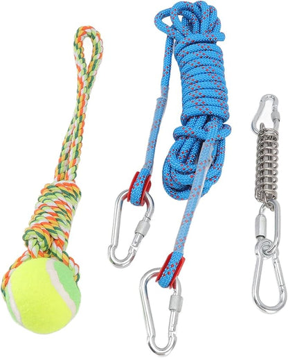 Tether Tug Outdoor Dog Toy, 16. 4ft Dog Outdoor Bungee Hanging Toy Tree Dog Toy Dog Toys Rope Dog Rope Toy with Spring Rod for Medium Large Dogs