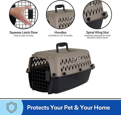 Petmate Vari Dog Kennel Portable Airline-Friendly Carriers & Crates for Small Dogs and Puppies, Durable Plastic, Pet Carrier For Home and Travel, XS Extra Small 19" For Dogs Up To 10 Lbs, Taupe