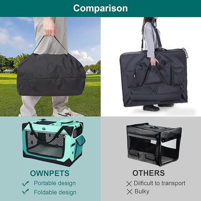 Ownpets Extra Large Cat Carrier for 2 Cats Small Dogs, 24 Inches Collapsible Soft Dog Crate for Car Travel, Portable Pet Carrier with Soft Mat