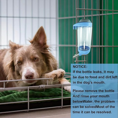 Dog Crate Water Bottle - 12 oz No Drip Kennel Pet Water Dispenser, Easy-to-Use Cage Water Bottle for Dogs, Cats, Small Animals, 350ML, Blue