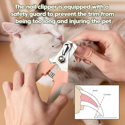 Self-Cleaning Cat Brush for Shedding with Cat Nail Clipper 2-Piece Set for Pets That Shed a Lot or Have Overgrown Nails,Including Long-Haired & Short-Haired Cats, Small & Medium Dogs, Rabbits and More