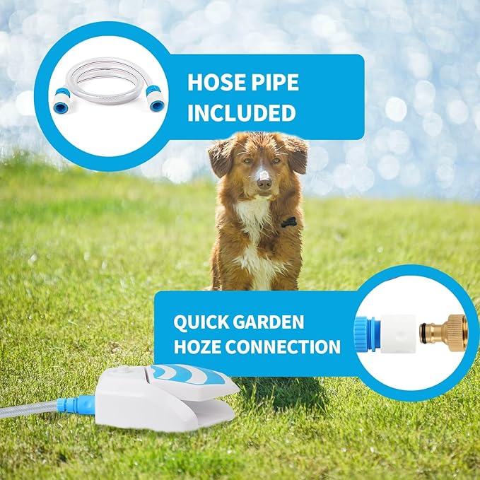 ALL FOR PAWS Outdoor Paw Activated Dog Water Fountain, Step On Dog Water Dispenser, Dog Drinking Fountain with Hose Connector, Cooling Water Sprinkler for Yard, Garden & Lawn