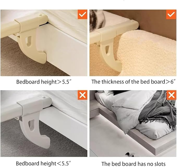 Purrloft Cat Bedside Hammock,Cozy Luxury Purr Loft Bed, Purr Loft Cats Bed & Window Perch Holds up to 50lbs,One-Step Sliding Clamping Slot Adjustment Cat Hammock