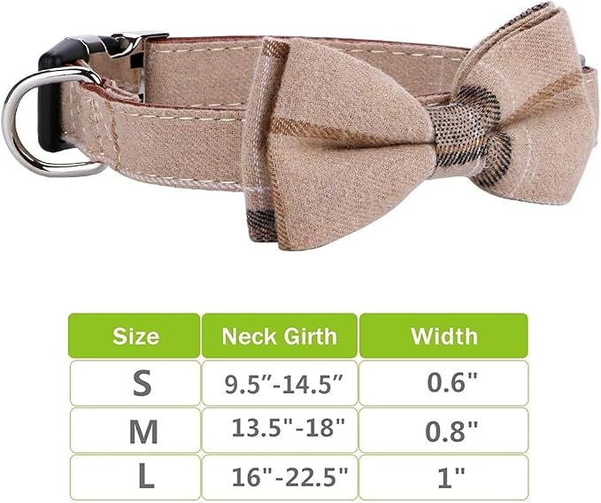 Faleela Soft &Comfy Bowtie Dog Collar,Detachable and Adjustable Bow Tie Collar,for Small Medium Large Pet (S, Brown)