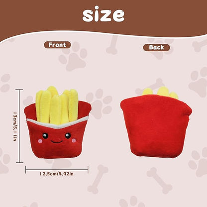 Squeaky Dog Toys to Keep Them Busy Squeaky Dog Toys with Soft Fabric, for Small, Medium, and Large Dogs for Daily Interaction, Companion Training 1Pcs (Fries)