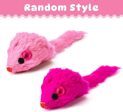 MALLMALL6 Cat Toy Set Interactive Cat Toys 27Pcs Pack Stuff Pink Feather Teaser Wand Springs Mice Sisal Fish Crinkle Balls Bell Balls, Puzzle Pack for Indoor Kitty Play Exercise