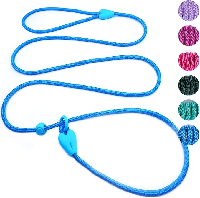 Slip Leads for Dogs Comfortable 6 FT Heavy Duty Loop No Pull Pet Training Leash 6 Colors Classic Dog Leash for Small Medium Dogs, Blue