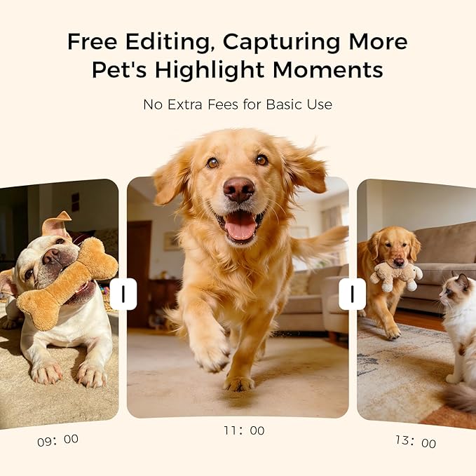 3K Pet Camera Treat Dispenser, 32ft Remote Tossing for Dogs & Cats – Reduces Separation Anxiety, 360° View, Security Indoor Cam w/Phone App, Barking Alerts, No Subscription, 2.4&5G WiFi