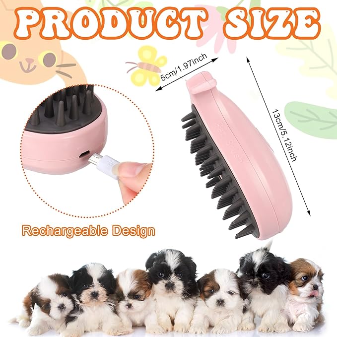 2Pack 3-in-1 Self-Cleaning Grooming Brush for Cat Shedding and Hair Removal (Pink, Blue)