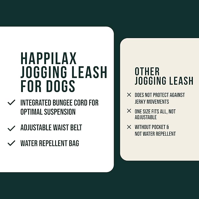 Happilax Jogging Leash for Dogs, Elastic and Reflective Nylon Dog Leash for Jogging with Belly Strap, for Medium Dogs 100-160 cm