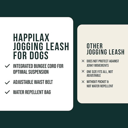 Happilax Jogging Leash for Dogs, Elastic and Reflective Nylon Dog Leash for Jogging with Belly Strap, for Medium Dogs 100-160 cm