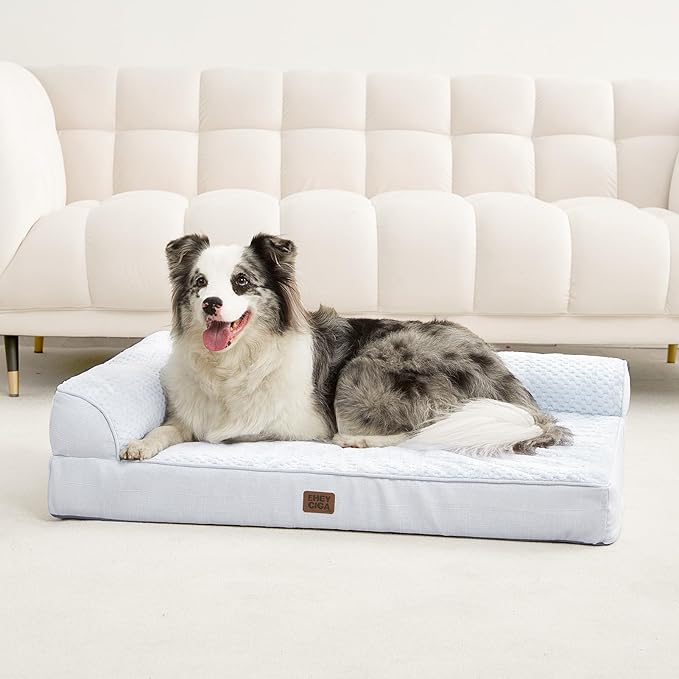 EHEYCIGA Extra Large Dog Bed Othorpedic, Memory Foam XL Dog Bed with Washable Removable Cover, Waterproof Pet Sofa Couch XLarge Size Dogs with Nonskid Bottom, 44x32x6.5, Washblue