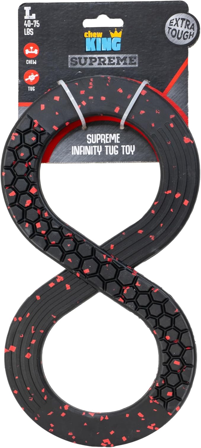 Chew King Supreme Durable Rubber Dog Ball for Aggressive Chewers, Heavy-Duty Chew Toy, Interactive Dog Toy for Training & Enrichment, Medium Supreme Infinity Tug