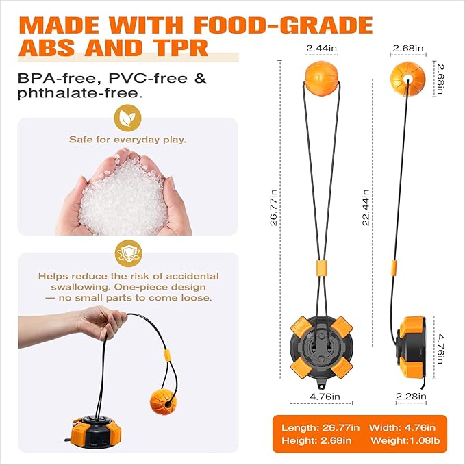 Interactive Suction Cup Dog Toy for Boredom Relief, Tug of War and Self Play with Rope and Rubber Ball, Dog Toys to Keep Them Busy Indoors Or Outdoors (bo)