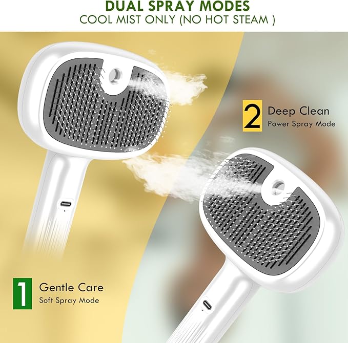 deaunbr Pet Steam Brush for Cat and Dog,4-in-1 Grooming Tool with 2 Water Spray,Cat Hair Brush for Long & Short Haired Pets,Dog Brush for Shedding Easy to Clean