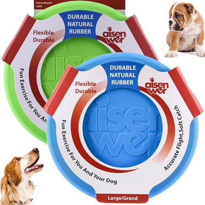 Dog Flying Disc - Durable Rubber Dog Toy for Fetch - Interactive Lightweight Flyer Dog Toys for Outdoor Playtime - Safer Disc for Healthy Activity - for Medium/Large Dogs 2 Pack
