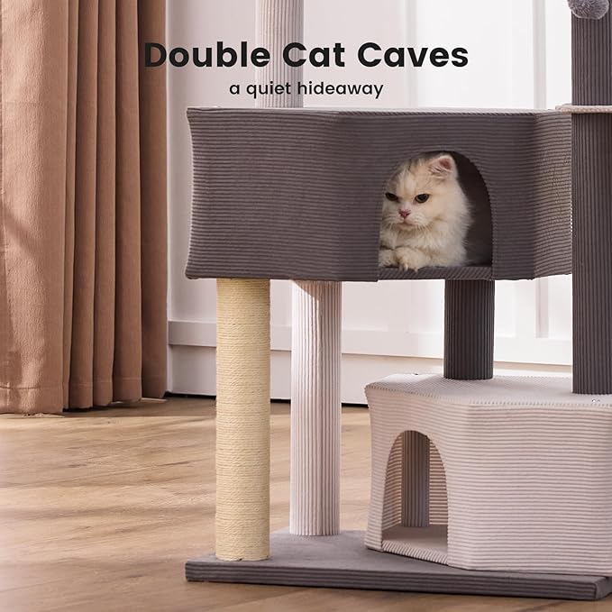 Gardner Pet 41" Cat Tree Corduroy for Medium-Large Cats, Heavy Duty Cat Trees Towers with 2.8in Posts & Washable Top Perches, Easy to Assembly