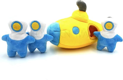 MODERN WAVE - Interactive Squeaky Plush Hide and Seek Squirrel Type Puzzle Toy for Dogs, Medium Size (Submarine and Divers)
