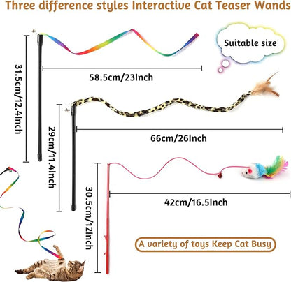 Kitten Toys Cat Toys Assortments, 26 Packs Cat Toys Variety Pack for Kitty, Cat Wand Toy, Cat Feather Toys, Cat Balls with Bells, Cat Mouse Toy, Catnip Toys for Indoor Cats