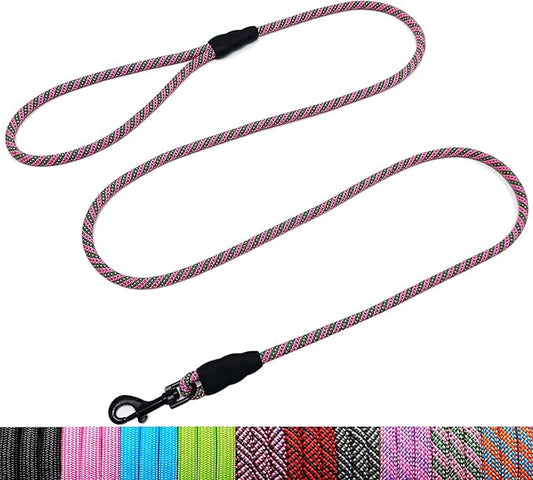 WYuZe 5ft Puppy Leash for Small Dogs, 1/4" Thin Rope Dog Leash with Easy to Use Hook, Chihuahua/Yorkie/Toy Breed Lightweight Cat Leashes, 10 Colors, Pink Green