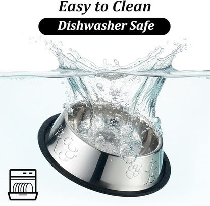 10 Pcs Stainless Steel Dog Bowls, Silver Non-Slip Pet Feeding Bowls with Rubber Base, 7 oz Capacity for Small Medium Dogs, Cats, Kittens, Rabbits