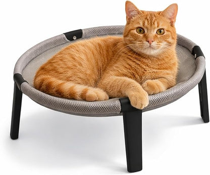 Elevated Cat Hammock Bed, Breathable Mesh Raised Cat Lounger, Removable Washable Mesh(Gray)