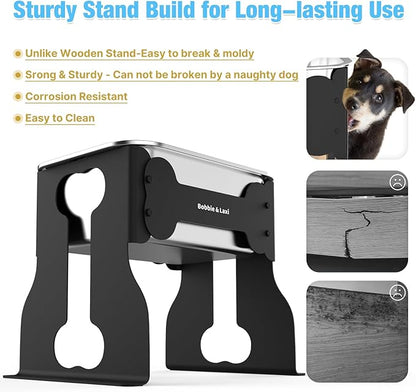 0.85 Gallon Dog Food Bowls Elevated, 10" Raised Dog Bowl with Stand for Medium Breed, Full Metal Feeding Station for Joint Pressure Relief, Easy Clean for Indoor Outdoor
