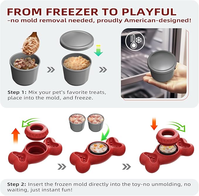 SHINKAI Refillable Frozen Dog Toy – Tough Chew & Ice Cream Holder for Aggressive Chewers, Reduces Anxiety & Destructive Behavior (Red)