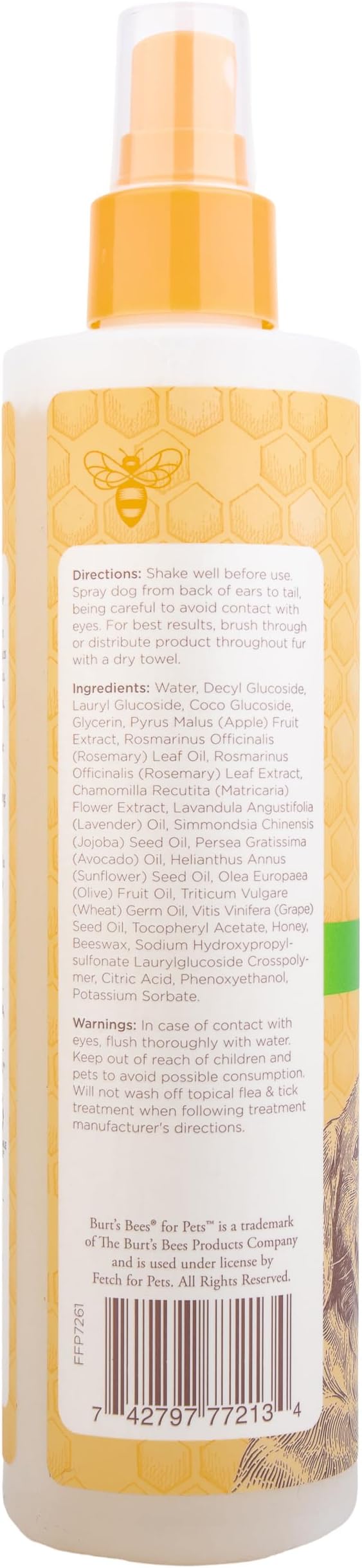 BURT'S BEES FOR PETS Deodorizing Spray for Dogs with Apple and Rosemary, 99.7% Natural Origin Formulas, Waterless Canine Cleanser - Gentle Dry Shampoo for Pups, 2pk, 10 oz