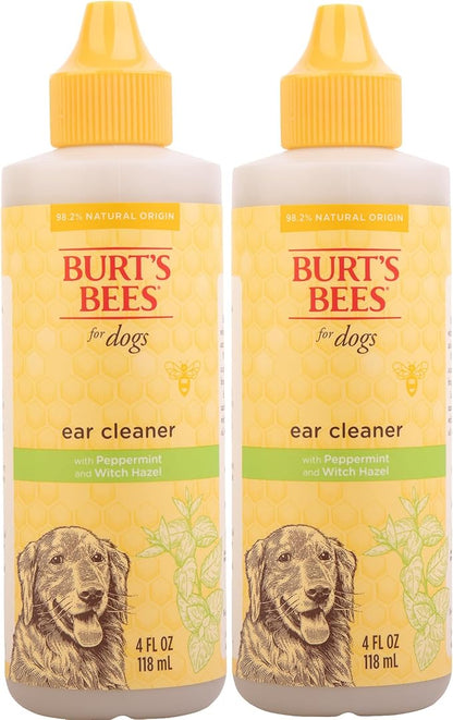 Burt's Bees for Pets Ear Cleaner for Dogs with Peppermint and Witch Hazel, 99.7% Natural Origin Formulas, Dog Ears Cleanser, Cleaning Solution, 2pk, 4 oz