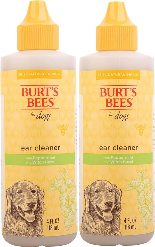 Burt's Bees for Pets Ear Cleaner for Dogs with Peppermint and Witch Hazel, 99.7% Natural Origin Formulas, Dog Ears Cleanser, Cleaning Solution, 2pk, 4 oz