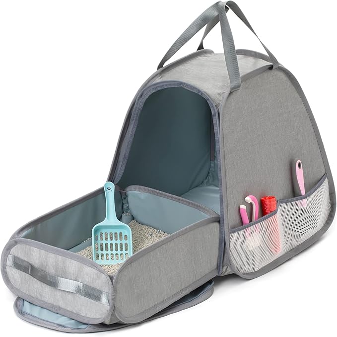 Collapsible Portable Cat Litter Box Standard for Travel Light Weight Leak-Proof，Sturdy，Prevent Litter Scatter Design Easy to Clean， Collapsible Travel Puppy Carrier，Portable Cat Playpen
