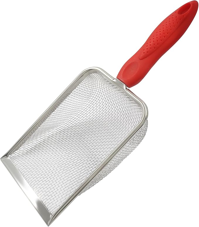 Murtenze Stainless Steel Cat Litter Scoop, Non-Stick Coated Metal Fine Sand Litter Scoop, Mesh Shovel for Reptile Kitten Pooper (Blue, 2mm mesh)